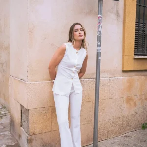 Pantalon évasé blanc