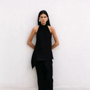 Pantalon Fluide Noir Taille Haute