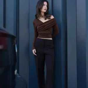 Pantalon Droit Marron