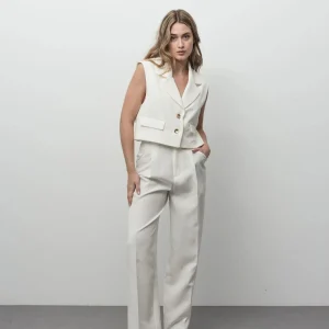 Gilet Sans Manches Chic Femme Blanc Cassé Ou Rouge Vif