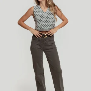 Gilet en maille sans manches géométrique