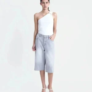 Top asymétrique blanc à nœud épaule