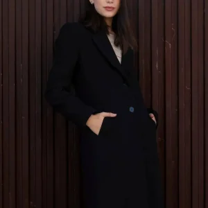 Manteau long doublé à col revers