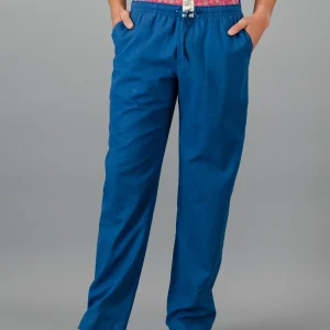 Men's Blue Linen Trousers - Denim Blue