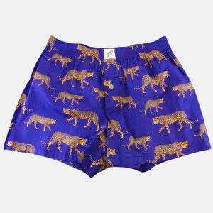 Men's Boxer Shorts - Blue Cheetah