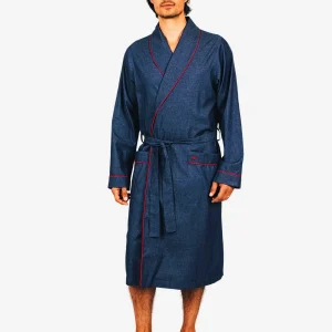 Men's blue dressing gown - Denim