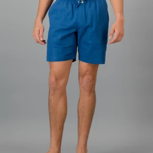 Men's Blue Linen Shorts - Denim Blue