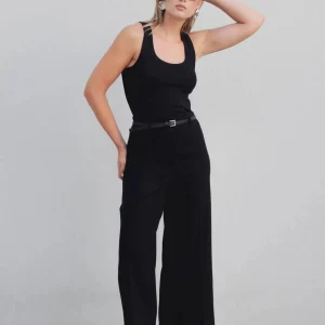 Pantalon culotte noir avec ceinture