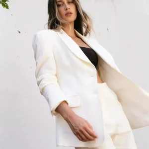 Pantalon Lin Femme Taille Haute Blanc