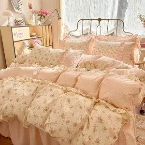 Housse de Couette Fleurie 3 Pièces 100% Coton