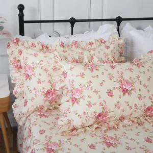 Housse de Couette Fleurie 100% Coton Couleur Pastel