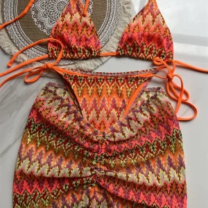 Maillot de Bain Ensemble 3 Pièce Fleuri Bohème