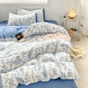 Housse De Couette Fleurie  Bleu Vintage