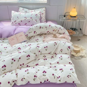 Housse De Couette Fleurie  Cerise