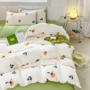 Housse De Couette Fleurie  Orange