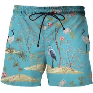Maillot De Bain Short  Floraison Bleu