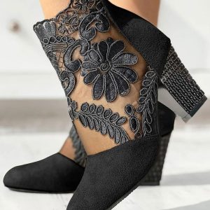 Bottine Fleurie  Vintage Noir