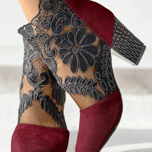 Bottine Fleurie  Vintage Rouge