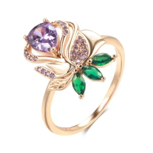 Bague Fleur  Crystal Coloré (Cuivre)