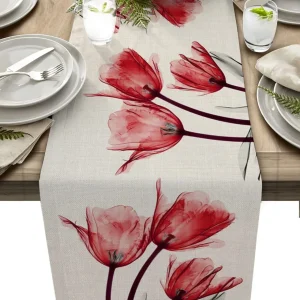 Chemin De Table  Fleur Rouge