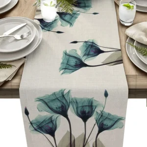 Chemin De Table  Fleur Tulipe Bleu