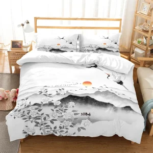 Housse De Couette Fleurie  Blanche