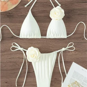 Maillot de Bain avec Fleur Type Brésilien