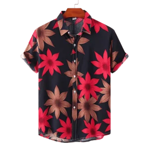 Chemise a Fleur Homme  Automne Noire