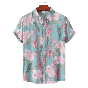 Chemise A fleur Homme  Plage Rose