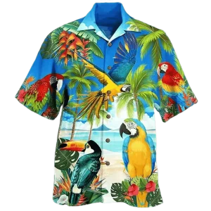 Chemise A Fleur Homme  Hawaïenne Oiseaux
