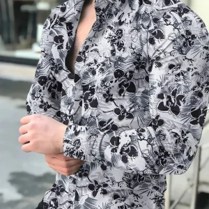 Chemise A Fleur Homme  Longue Blanche