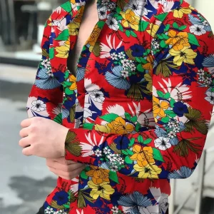 Chemise A Fleur Homme  Longue Coloré Exotique