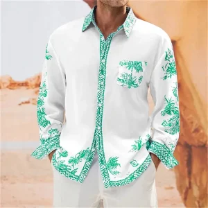 Chemise A Fleur Homme  Vintage Turquoise