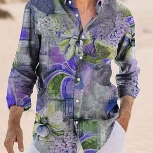 Chemise A Fleur Homme  Vintage Violet