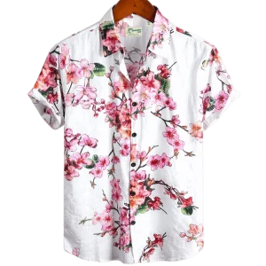 Chemise A Fleur Homme  Branche Rose