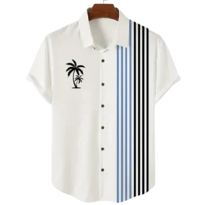 Chemise A Fleur Homme  Design Simple Palmier Paradisiaque