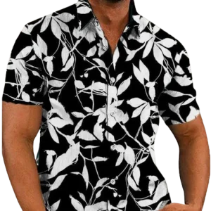 Chemise A Fleur Homme  Noire Minimaliste