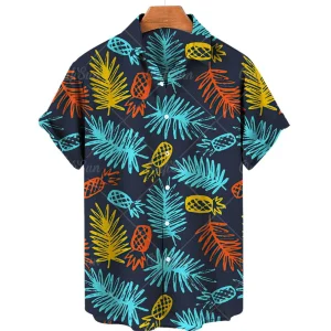 Chemise A Fleur Homme  Oversize Fruit Ananas Cartoon