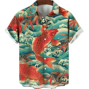Chemise a Fleur Homme  Poisson Vague