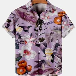 Chemise Homme Fleurie  Violet