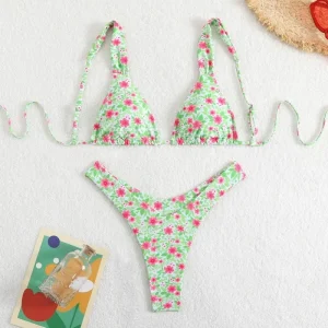 Maillot de Bain Fleuri à Noeud