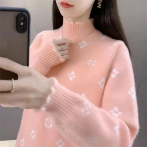 Pull Fleuri  Brodé Rose Clair