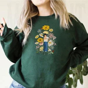 Pull Fleuri Géante Verte