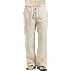 Pantalon Lin Homme  Epuré Beige