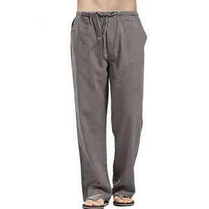 Pantalon Lin Homme  Epuré Gris