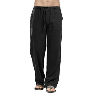 Pantalon Lin Homme  Epuré Noir