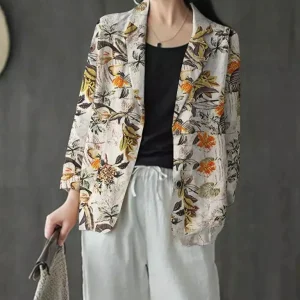 Blazer Fleuri  Naturel