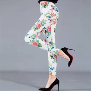 Legging Fleuri  Sport Blanc