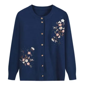 Cardigan Fleur  Bleu Marine