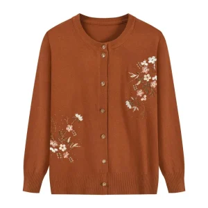 Cardigan Fleur  Marron